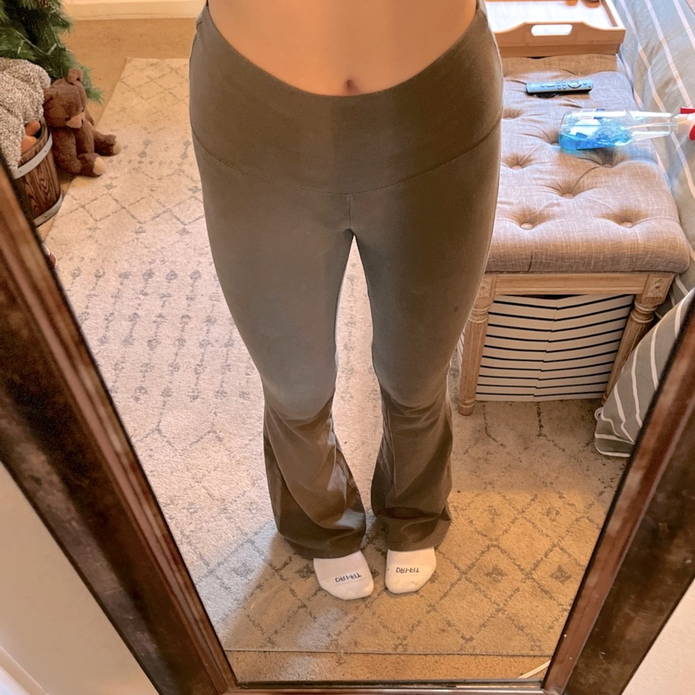 Green flare leggings to feel comfy and cute at the exact same time.